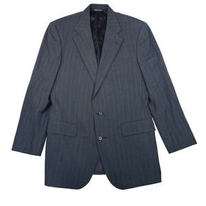 Polo University Club Ralph Lauren Men Grey Pinstripe Wool Blazer 2-Button 40/42L